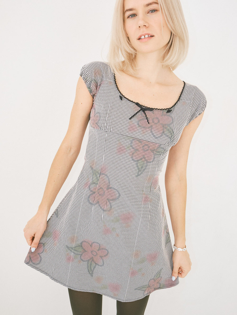 Flower Gingham Dress Gingham Fine Craftsmanship