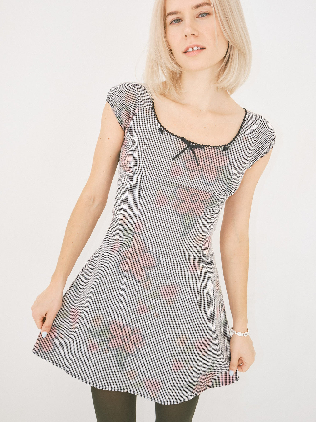 Flower Gingham Dress Gingham Fine Craftsmanship